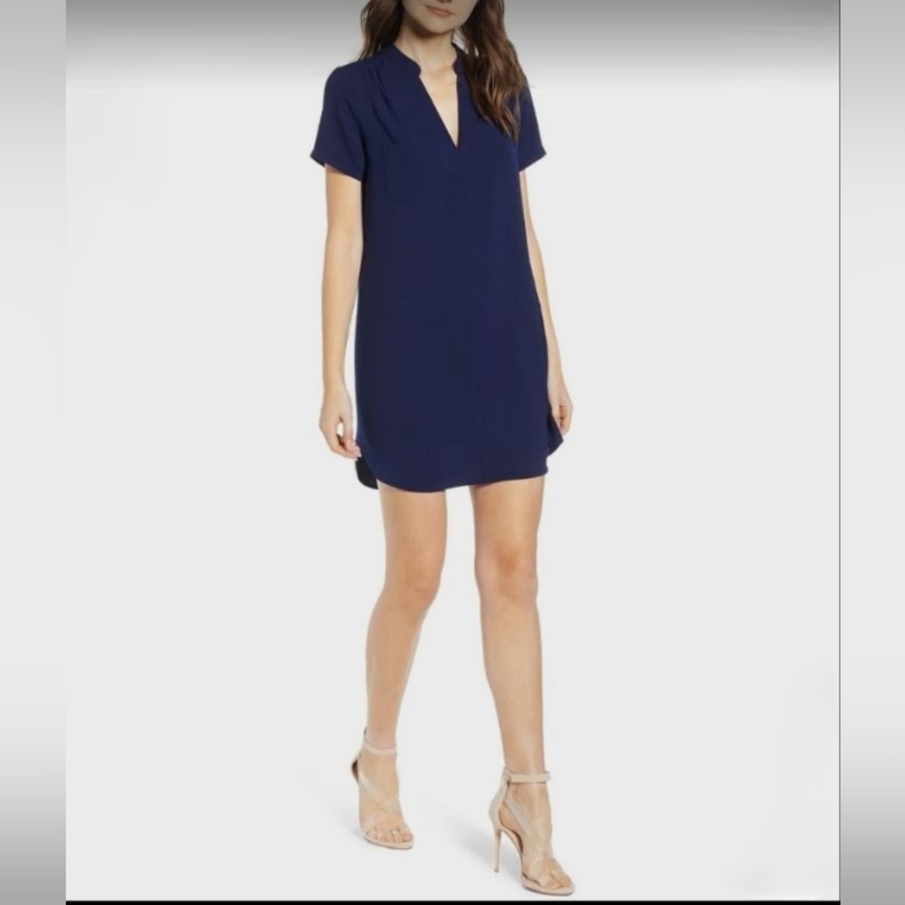 All in Favor Haley Crepe Dress in Blue